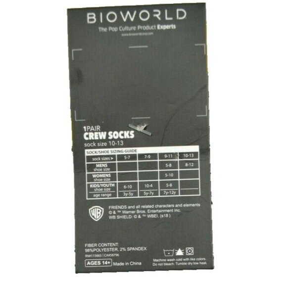 Bioworld: Friends the TV Series 10 to 13 Turkey with Glasses Crew Socks (New) - Picture 3 of 3